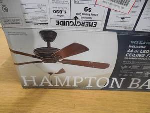 lot 18 image: Wellston 44 in. LED Indoor Oil Rubbed Bronze Ceiling Fan with Light Kit