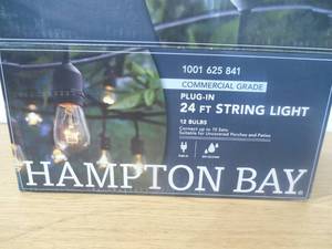 lot 20 image: 12-Light 24 ft. Black Commercial Incandescent String Light by Hampton Bay