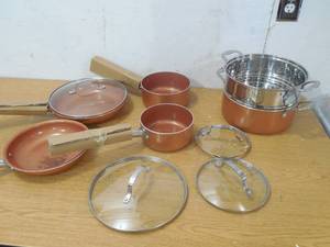lot 33 image: 10-Pc. Nonstick Ceramic Aluminum Cookware Set