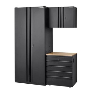 lot 70 image: 3-Piece Heavy Duty Welded Steel Garage Storage System in Black (64 in. W x 81 in. H x 24 in. D) by Husky