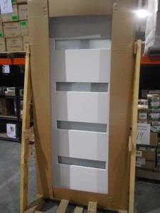 lot 41 image: 36 in. x 80 in. Smooth White Right-Hand Inswing 4-Lite Frosted Fiberglass Prehung Front Door