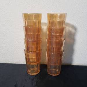 Amber Carnival Glass Drinking Glasses