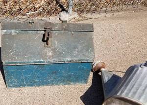 Vintage Metal Tool Box and Gardening Watering Can