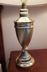 lot 21 image: Brass Urn Touch Lamps Table Lamps
