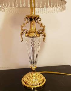 lot 98 image: Waterford Style Crystal Table Lamp with Beaded Shade