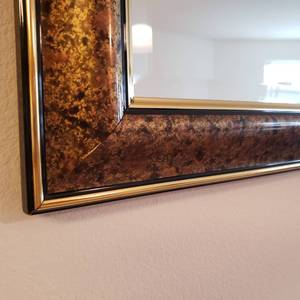 lot 86 image: Beveled Glass Wall Mirror with Elegant Frame