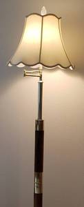 lot 100 image: Vintage Brass and Wood Stem Swing Arm Floor Lamp