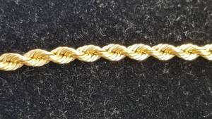 lot 43 image: 14K Yellow Gold Rope Chain Necklace  12 grams