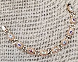 lot 48 image: Vermeil Sterling Silver Gemstone Bracelet