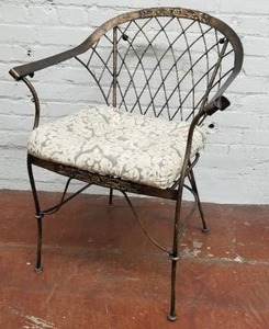 lot 97 image: Woven Metal Wire Side Chair with Cushion