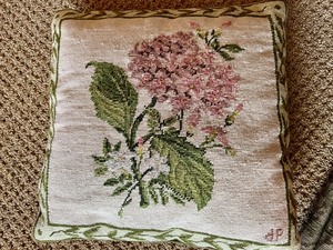 lot 103 image: Cross Stitched Pillow and a Beautiful Throw