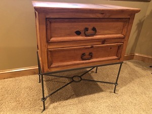 lot 164 image: Wooden Chest on a Metal Stand