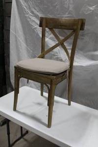 lot 658 image: Wood Dining Chair with Pad White 20Wx19Dx35H