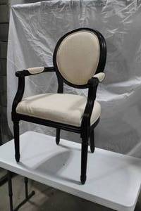 lot 659 image: Wood Formal Dining Arm Chair with Pad White 23Wx20Dx40H
