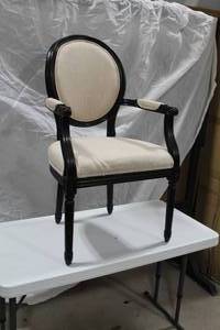 lot 564 image: Wood Formal Dining Arm Chair with Pad White 23Wx20Dx40H