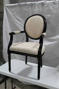 lot 465 image: Wood Formal Dining Arm Chair with Pad White 23Wx20Dx40H