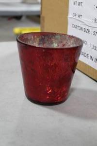 lot 517 image: Lot of (6) Accent Dcor Glass Luxe Votive Candleholder Antique Deep Red 4Dx4H