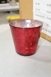 lot 520 image: Lot of (6) Accent Dcor Glass Luxe Votive Candleholder Antique Deep Red 4Dx4H