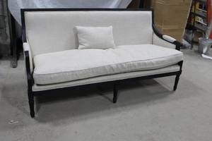 lot 463 image: Restoration Hardware Love Seat Black & White 67Lx23Wx36H
