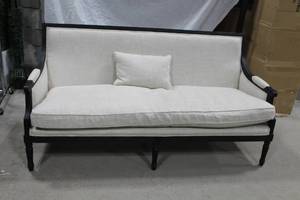 lot 562 image: Restoration Hardware Love Seat Black & White 67Lx23Wx36H