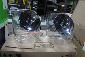 lot 618 image: Lot of (2) Anchor Hocking Glass Penny CandyCookie Jar with Stainless Steel Lid 8Wx5Dx9H (in 1 box)