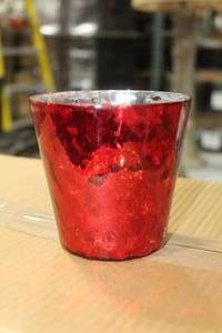 lot 601 image: Lot of (6) Accent Dcor Glass Luxe Votive Candleholder Antique Deep Red 4Dx4H
