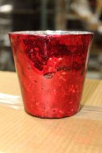 lot 604 image: Lot of (6) Accent Dcor Glass Luxe Votive Candleholder Antique Deep Red 4Dx4H