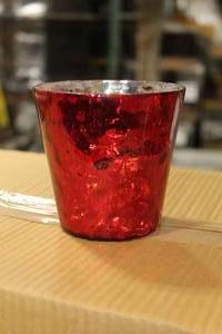 lot 607 image: Lot of (6) Accent Dcor Glass Luxe Votive Candleholder Antique Deep Red 4Dx4H