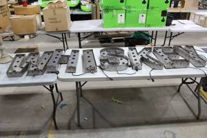 lot 542 image: Metal WHISKEY 7-piece Lighted Letter Set 18H