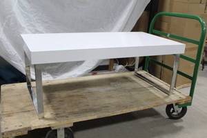 lot 567 image: Chrome Metal Coffee Table White 46Lx24Wx18H