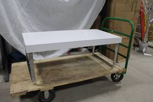 lot 469 image: Chrome Metal Coffee Table White 46Lx24Wx18H
