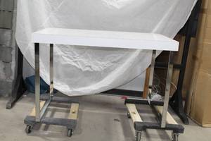 lot 480 image: Chrome Metal Side Table White 45Lx31Wx30H