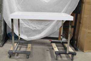 lot 577 image: Chrome Metal Coffee Table White 35Lx31Wx30H