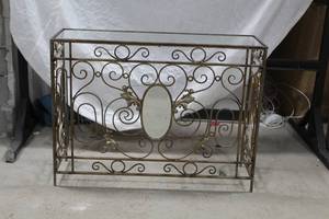 lot 584 image: Metal Table with Glass Top 43Lx13Wx32H