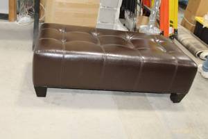 lot 583 image: Leather Ottoman Brown 50Lx24Wx16H
