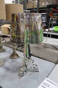 lot 628 image: Plastic Table Lamp Silver 15Dx27H  with Shade