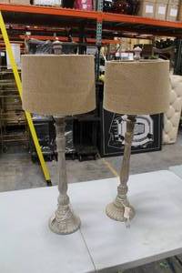 lot 629 image: Lot of (2) Table Lamp Canvas 37H  with Shade