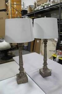 lot 633 image: Lot of (2) Table Lamp White 37H  with Shade
