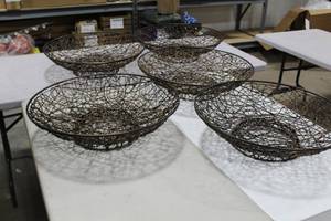 lot 648 image: Lot of (5) MetalWicker Basket Dcor 24Dx 6-12H