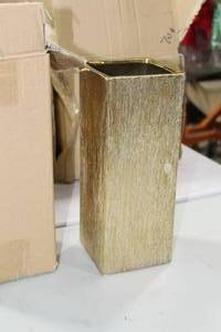 lot 716 image: Glass Vase Gold  4-12Lx 4-12Wx12H (in box)