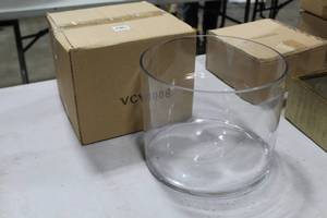 lot 723 image: Lot of (2) Accent Dcor Glass Vase Clear 10Dx8H (in box)