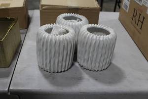 lot 721 image: Lot of (3) Ribbed Candleholder 5Dx5H (in box)