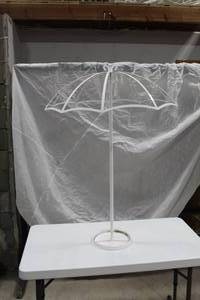 lot 768 image: Umbrella Stand with Umbrella Hanger Hooks White 32Dx46H