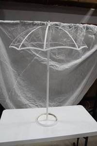 lot 771 image: Umbrella Stand with Umbrella Hanger Hooks White 32Dx46H