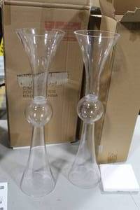 lot 782 image: Lot of (2) Accent Dcor Glass Vase Clear 6Dx24H (in box)