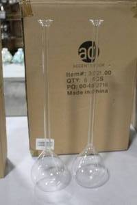 lot 784 image: Lot of (2) Accent Dcor Glass Vase Clear  4-12Dx21H (in box)