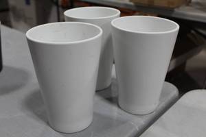lot 738 image: Lot of (3) Vase White  5-12Dx 7-12H