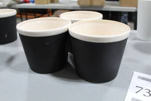 lot 739 image: Lot of (3) Decorative Pot BlackWhite 7Dx6H