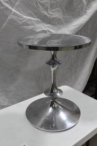 lot 674 image: Polished Aluminum End Table 15Dx21-34H