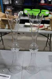 lot 815 image: Lot of (2) Glass Vase Clear 6Dx24H (in box)
